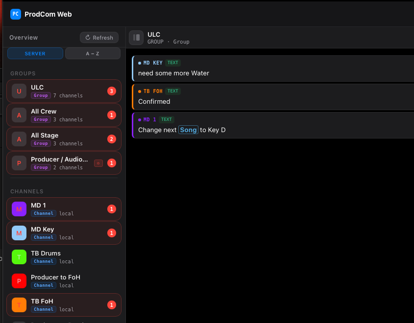 ProdCom Web Client in a narrower window